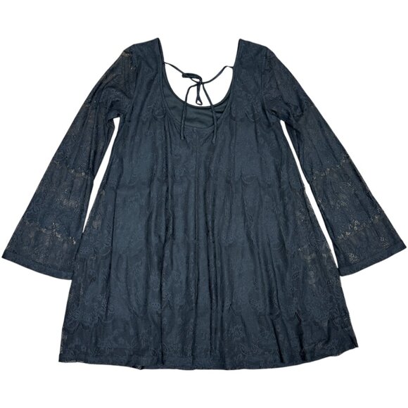 Women's ALTAR'D STATE Black Lace Bell Sleeve Dress- Size Medium - Picture 3 of 8